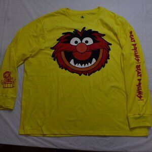 Disney Muppets Mens Animal Beat Drums! Long Sleeve Yellow Shirt New 3XL